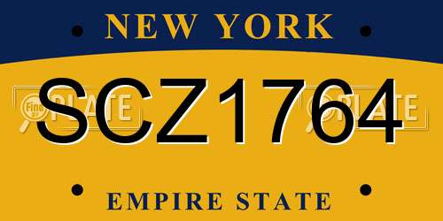 SCZ1764 New York License Plate