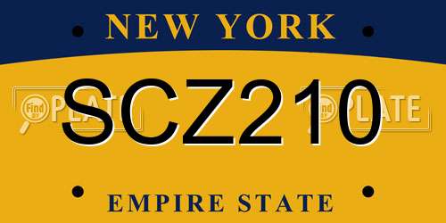 SCZ210 New York License Plate