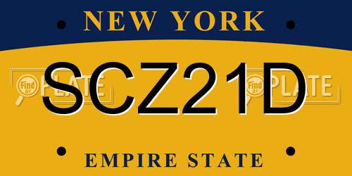 SCZ21D New York License Plate