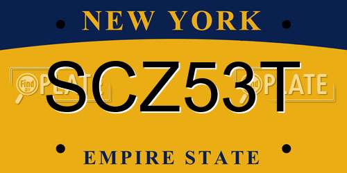 SCZ53T New York License Plate