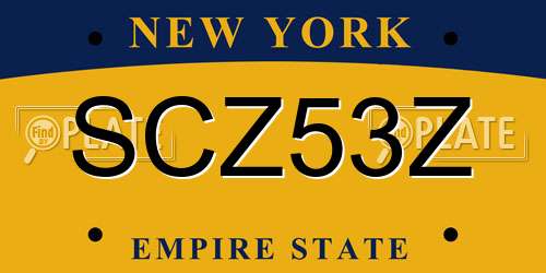 SCZ53Z New York License Plate