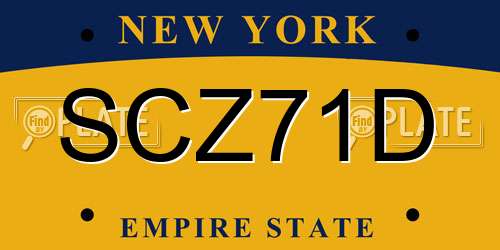 SCZ71D New York License Plate