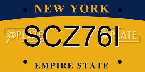 SCZ76I New York License Plate