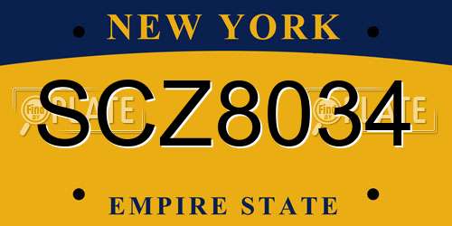 SCZ8034 New York License Plate