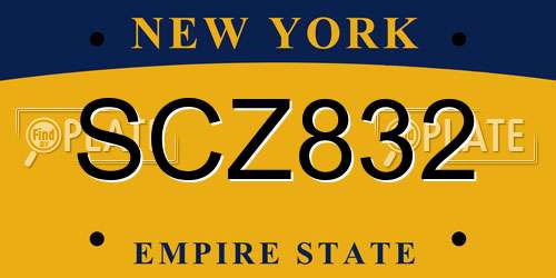 SCZ832 New York License Plate
