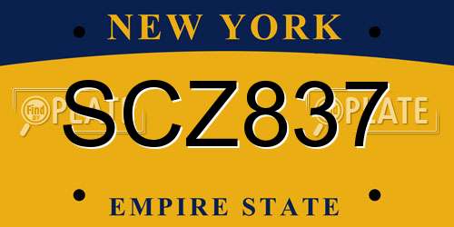 SCZ837 New York License Plate
