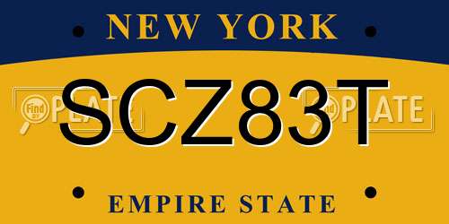 SCZ83T New York License Plate