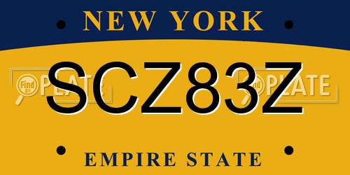 SCZ83Z New York License Plate