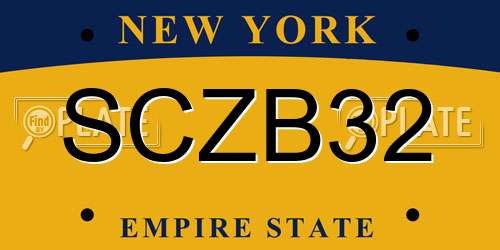SCZB32 New York License Plate
