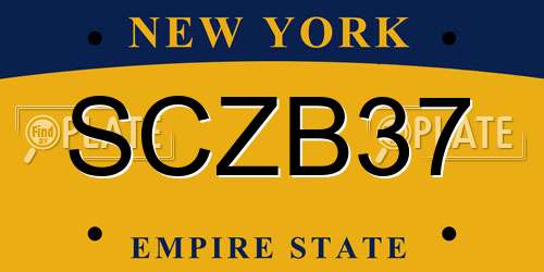 SCZB37 New York License Plate