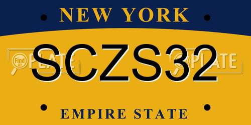 SCZS32 New York License Plate