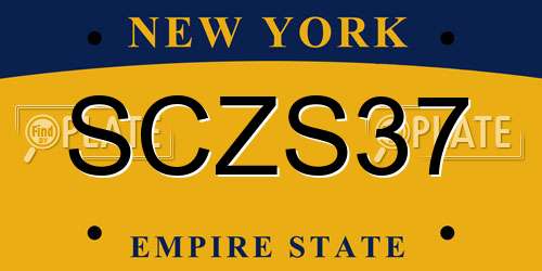 SCZS37 New York License Plate