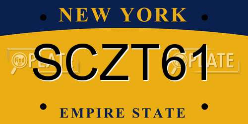 SCZT61 New York License Plate