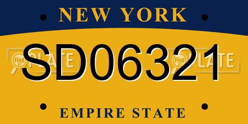 SD06321 New York License Plate