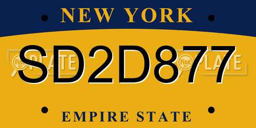 SD2D877 New York License Plate