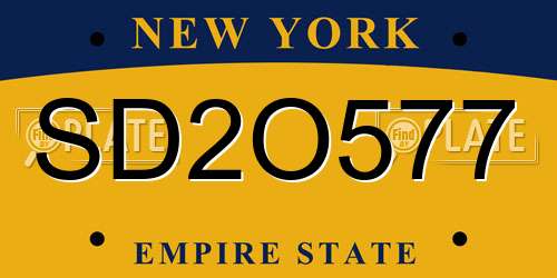 SD2O577 New York License Plate