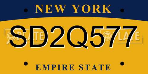 SD2Q577 New York License Plate