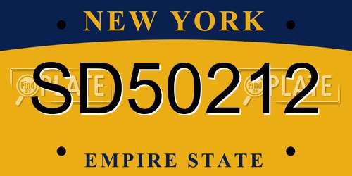 SD50212 New York License Plate