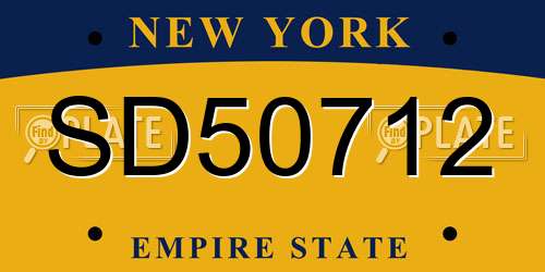SD50712 New York License Plate