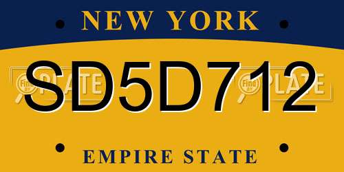 SD5D712 New York License Plate