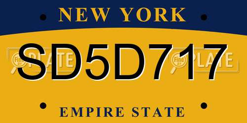 SD5D717 New York License Plate