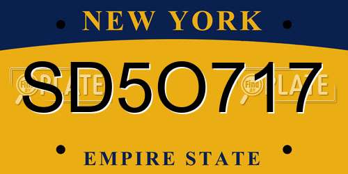 SD5O717 New York License Plate