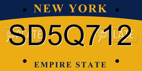 SD5Q712 New York License Plate