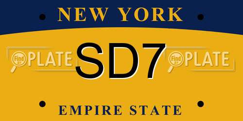 SD7 New York License Plate