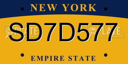 SD7D577 New York License Plate