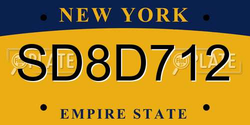 SD8D712 New York License Plate