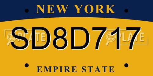 SD8D717 New York License Plate