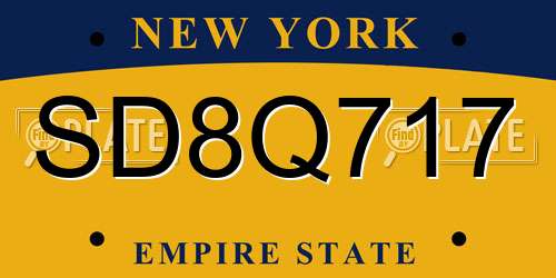SD8Q717 New York License Plate
