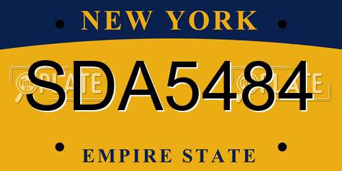 SDA5484 New York License Plate