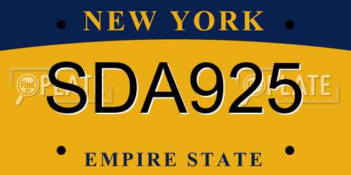 SDA925 New York License Plate