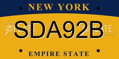 SDA92B New York License Plate