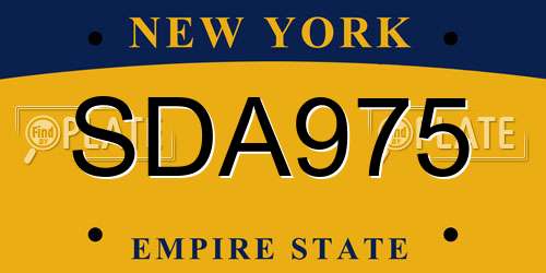 SDA975 New York License Plate