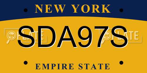 SDA97S New York License Plate