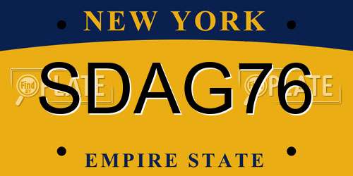 SDAG76 New York License Plate
