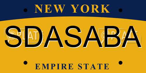 SDASABA New York License Plate
