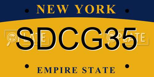 SDCG35 New York License Plate