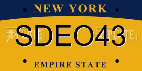SDEO43 New York License Plate