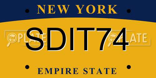 SDIT74 New York License Plate