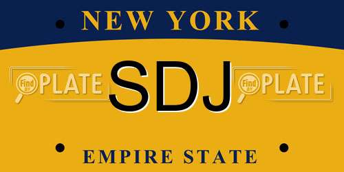 SDJ New York License Plate