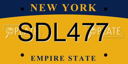 SDL477 New York License Plate