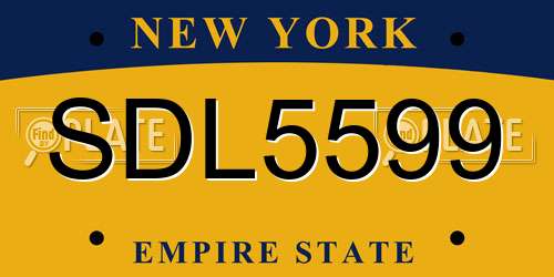 SDL5599 New York License Plate