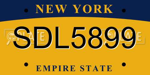 SDL5899 New York License Plate