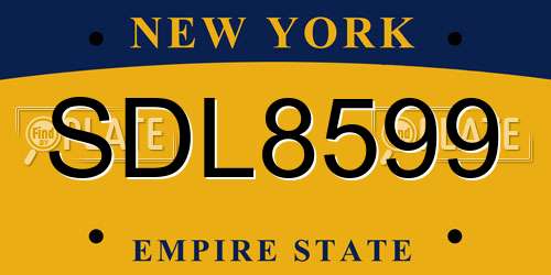 SDL8599 New York License Plate
