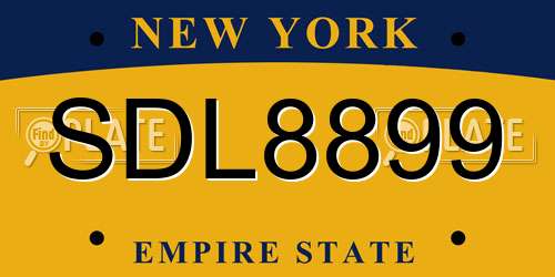 SDL8899 New York License Plate