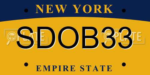 SDOB33 New York License Plate