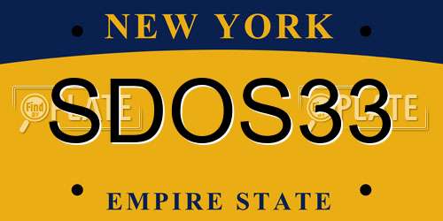 SDOS33 New York License Plate